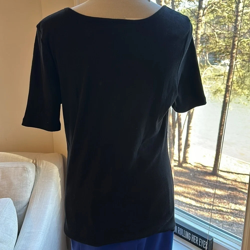 NWT Ribbed SS Scoopneck Tee, Black, Size Medium - Picture 4 of 7